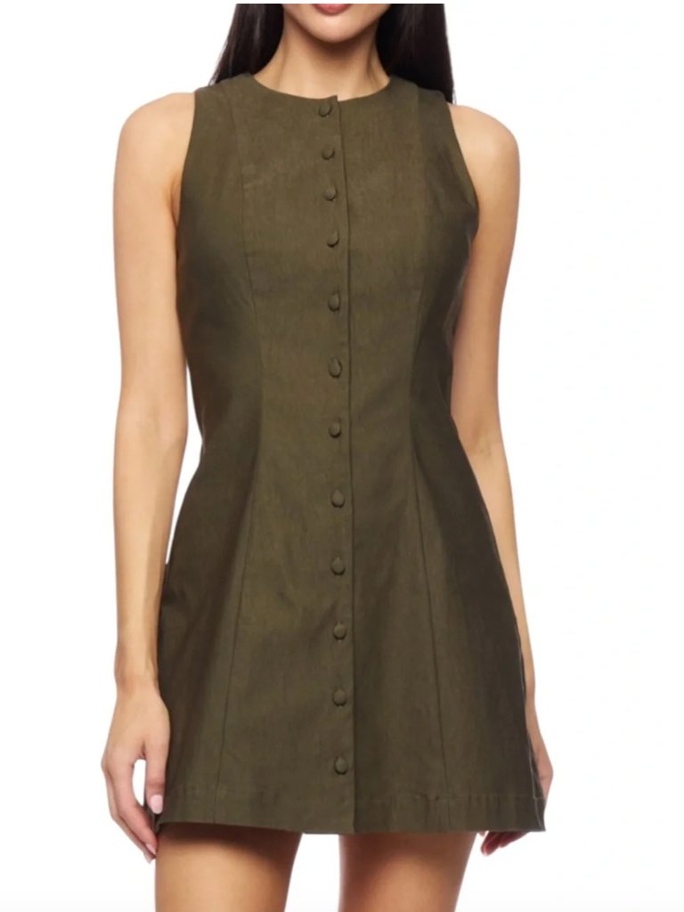 Alex & Sophia Olive Green Button Front Sleeveless Dress Nwot Jr. 11/12